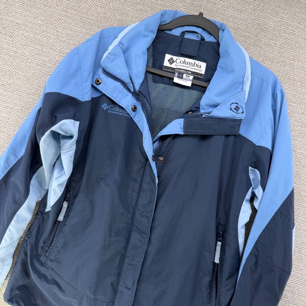 Columbia Jacket M Blue Nylon Interchange Colorblock Outdoor Windbreaker Shell